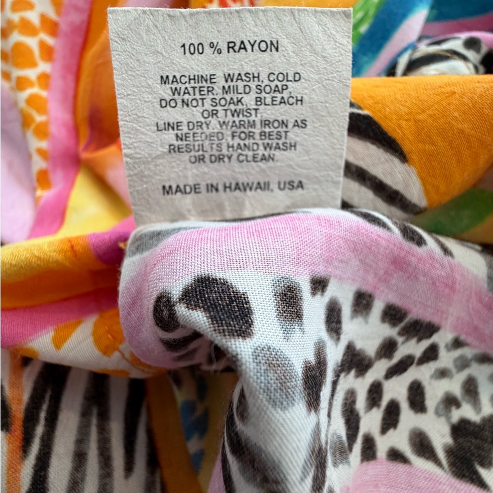 RARE Jams World Hawaiian Aloha Men's Shirt, XL “Wild” Animal Print Stripes. EUC - Picture 5 of 8